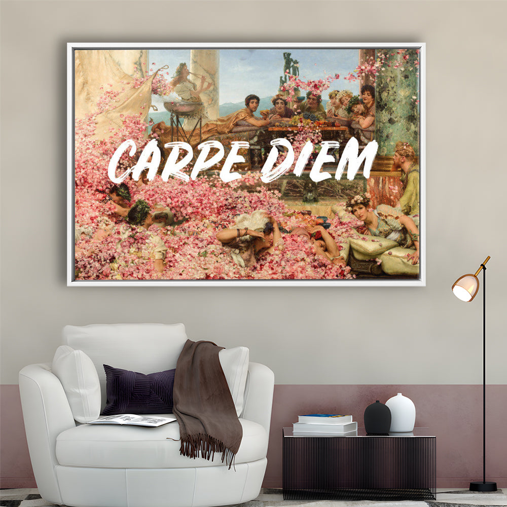 Carpe Diem, Framed Canvas Print, Painting Art, Floating Framed Canvas Print Wall Art