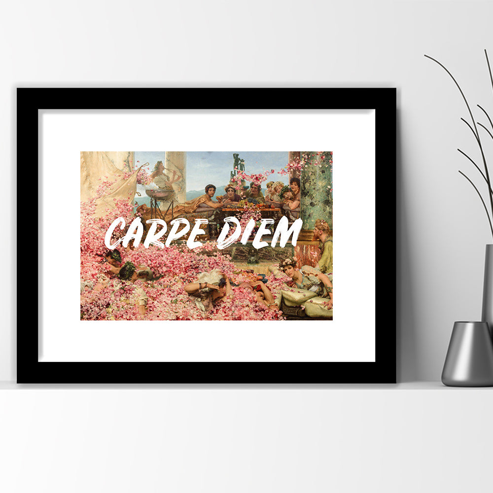 Carpe Diem, Framed  Print, Painting Art, Framed Art Print White Border Wall Decor