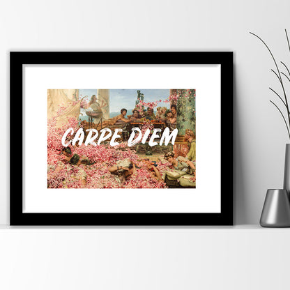 Carpe Diem, Framed  Print, Painting Art, Framed Art Print White Border Wall Decor