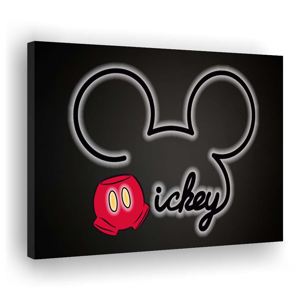 Cartoon Character Line Art Art Print, Canvas Print Wall Art, Wall Decor, Neon Effect Art