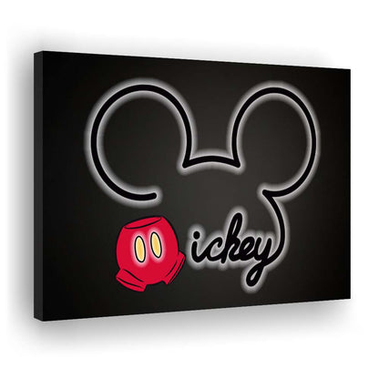Cartoon Character Line Art Art Print, Canvas Print Wall Art, Wall Decor, Neon Effect Art