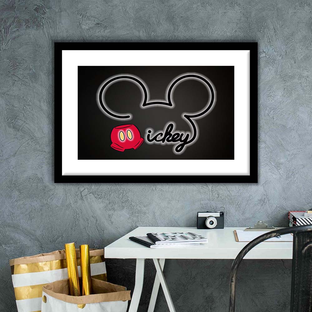 Cartoon Character Line Art Art Print, Framed Art Print Wall Decor, White Border, Framed Picture