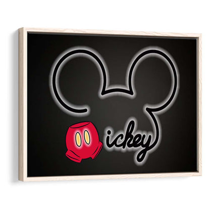 Cartoon Character Line Art Art Print, Framed Canvas Print Wall Art Decor, Floating Frame, Neon Effect Art