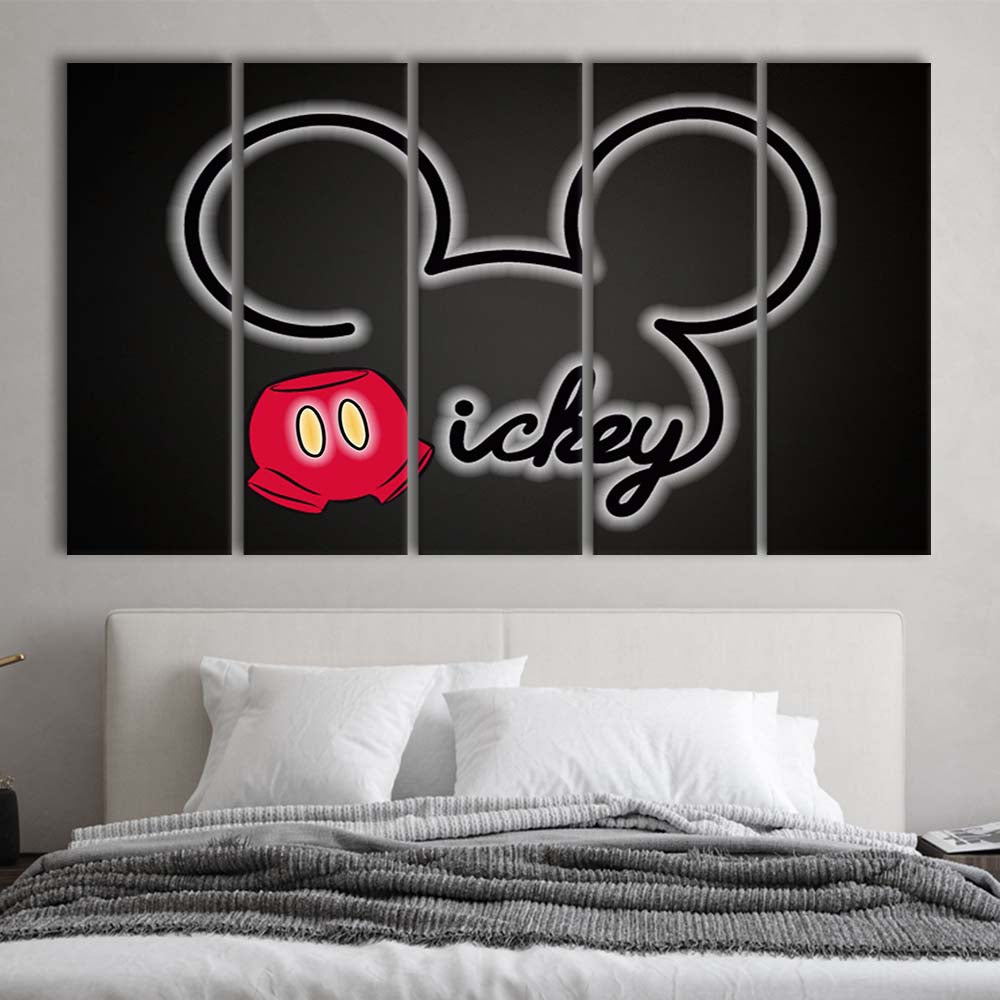 Cartoon Character Line Art Art Print, Extra Large 5 Panels Multi Canvas Print Wall Art, Home Decor