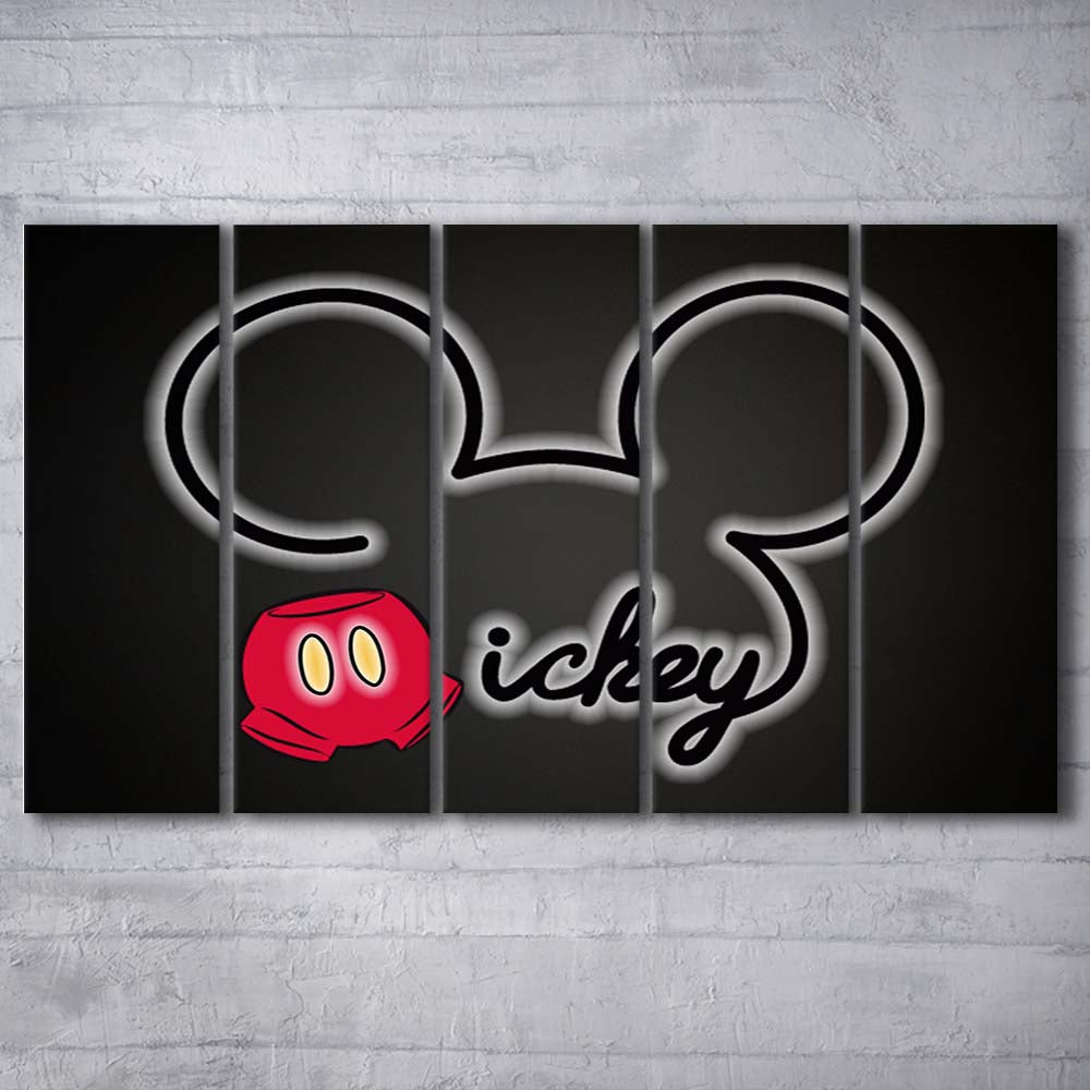 Cartoon Character Line Art Art Print, Extra Large 5 Panels Multi Canvas Print Wall Art, Home Decor