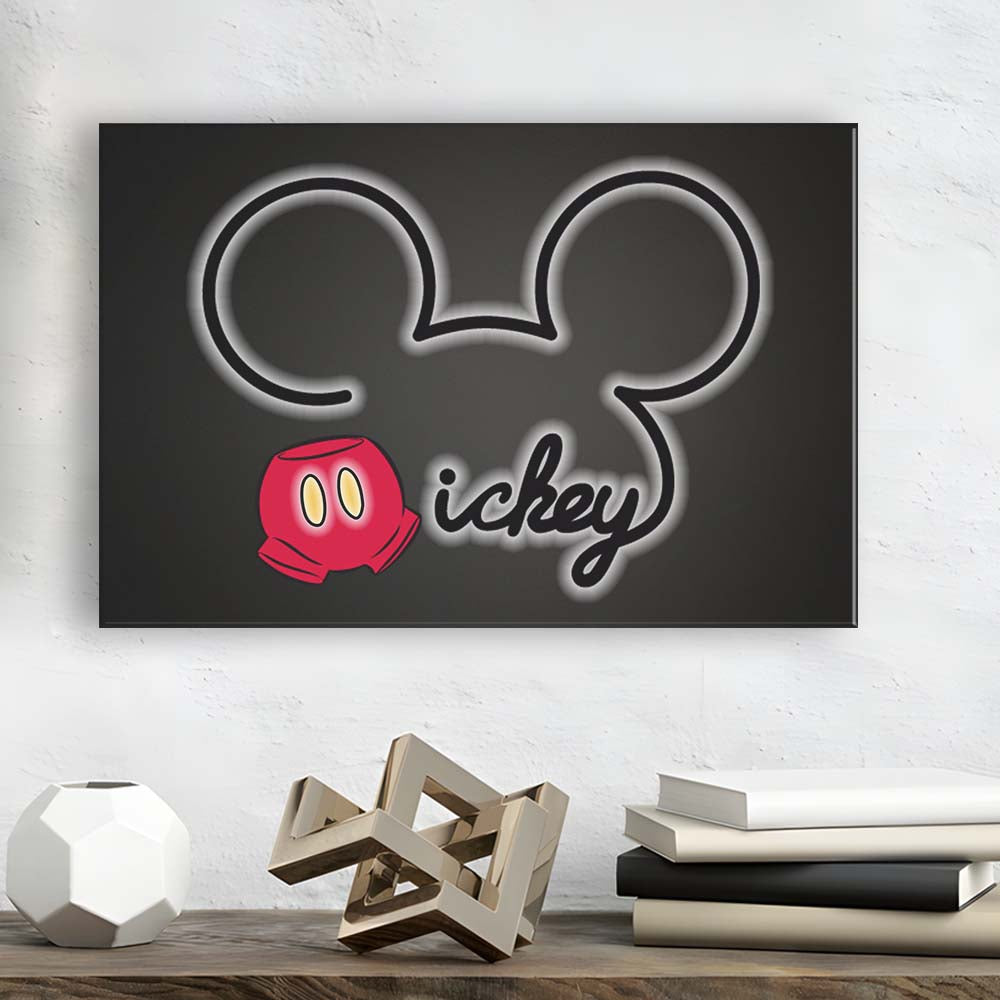 Cartoon Character Line Art Art Print, Canvas Print Wall Art, Wall Decor, Neon Effect Art