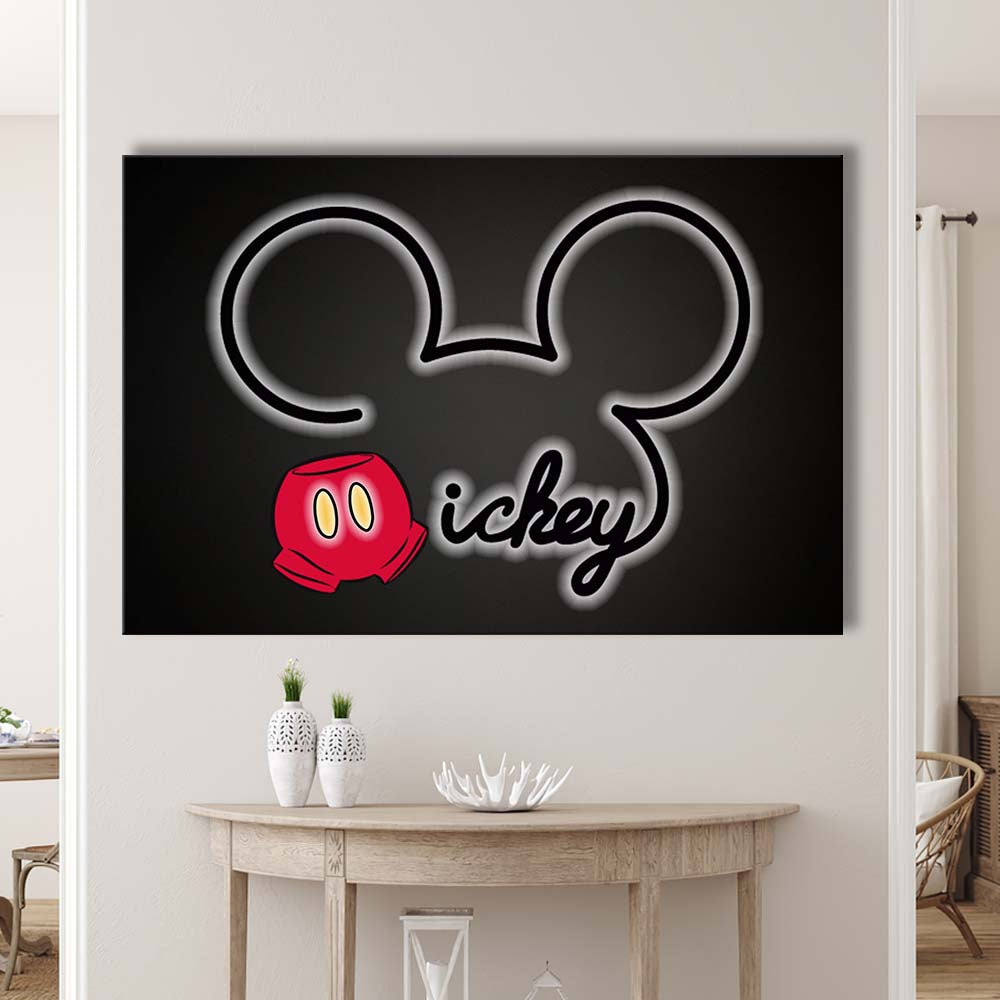 Cartoon Character Line Art Art Print, Canvas Print Wall Art, Wall Decor, Neon Effect Art