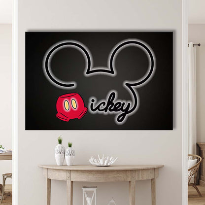Cartoon Character Line Art Art Print, Canvas Print Wall Art, Wall Decor, Neon Effect Art