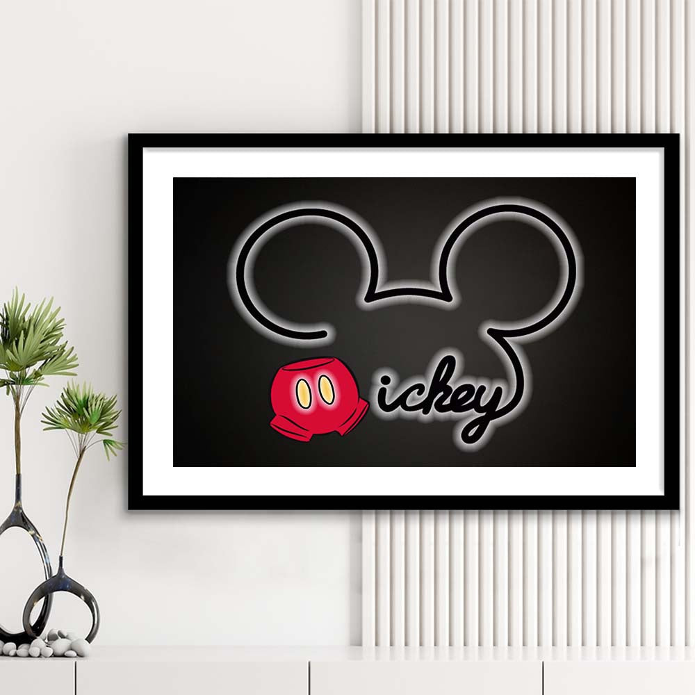 Cartoon Character Line Art Art Print, Framed Art Print Wall Decor, White Border, Framed Picture