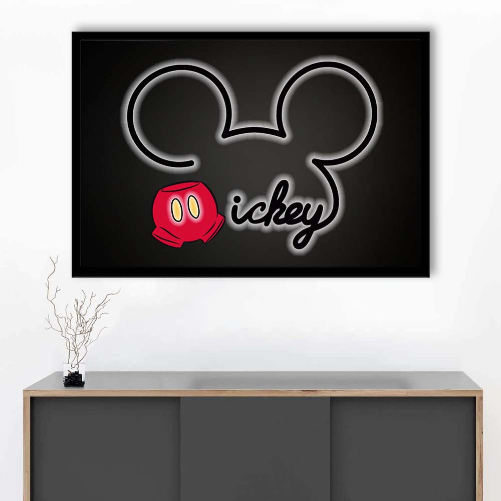 Cartoon Character Line Art Art Print, Framed Art Print Wall Decor, Neon Art Print, Picture Framed