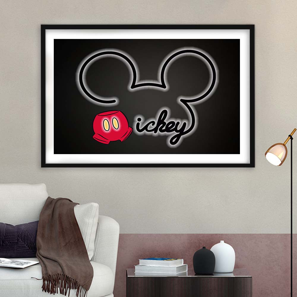 Cartoon Character Line Art Art Print, Framed Art Print Wall Decor, White Border, Framed Picture