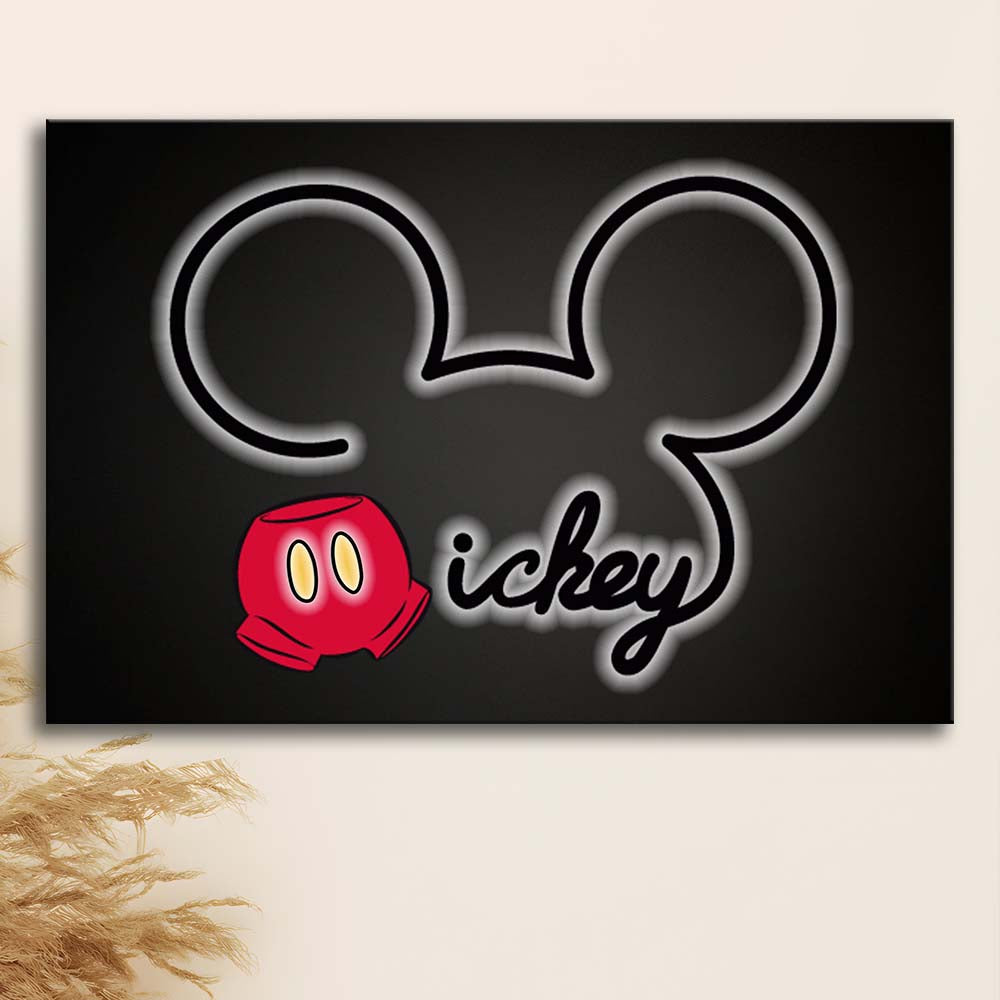 Cartoon Character Line Art Art Print, Canvas Print Wall Art, Wall Decor, Neon Effect Art