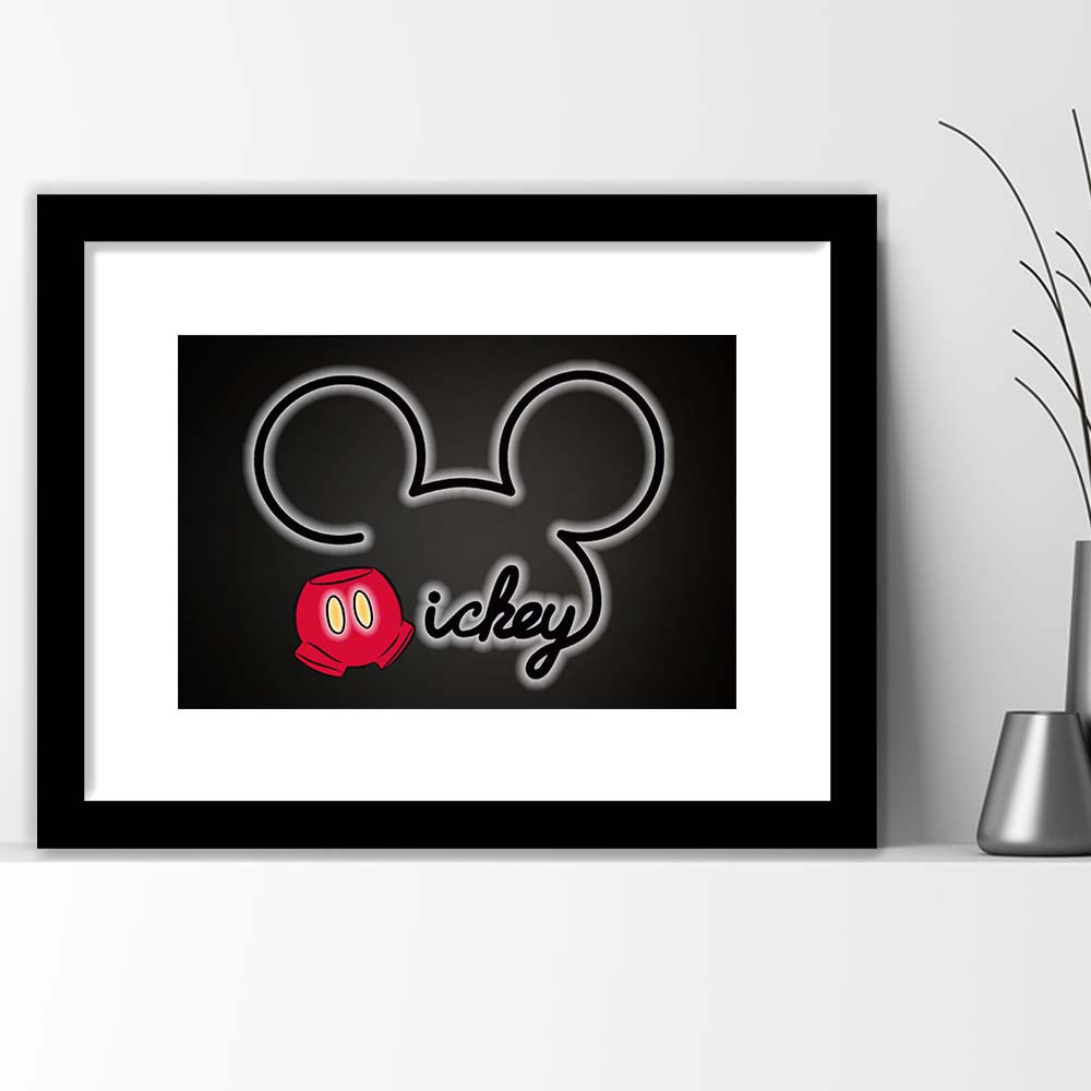 Cartoon Character Line Art Art Print, Framed Art Print Wall Decor, White Border, Framed Picture