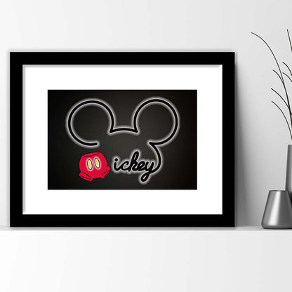 Cartoon Character Line Art Art Print, Framed Art Print Wall Decor, White Border, Framed Picture