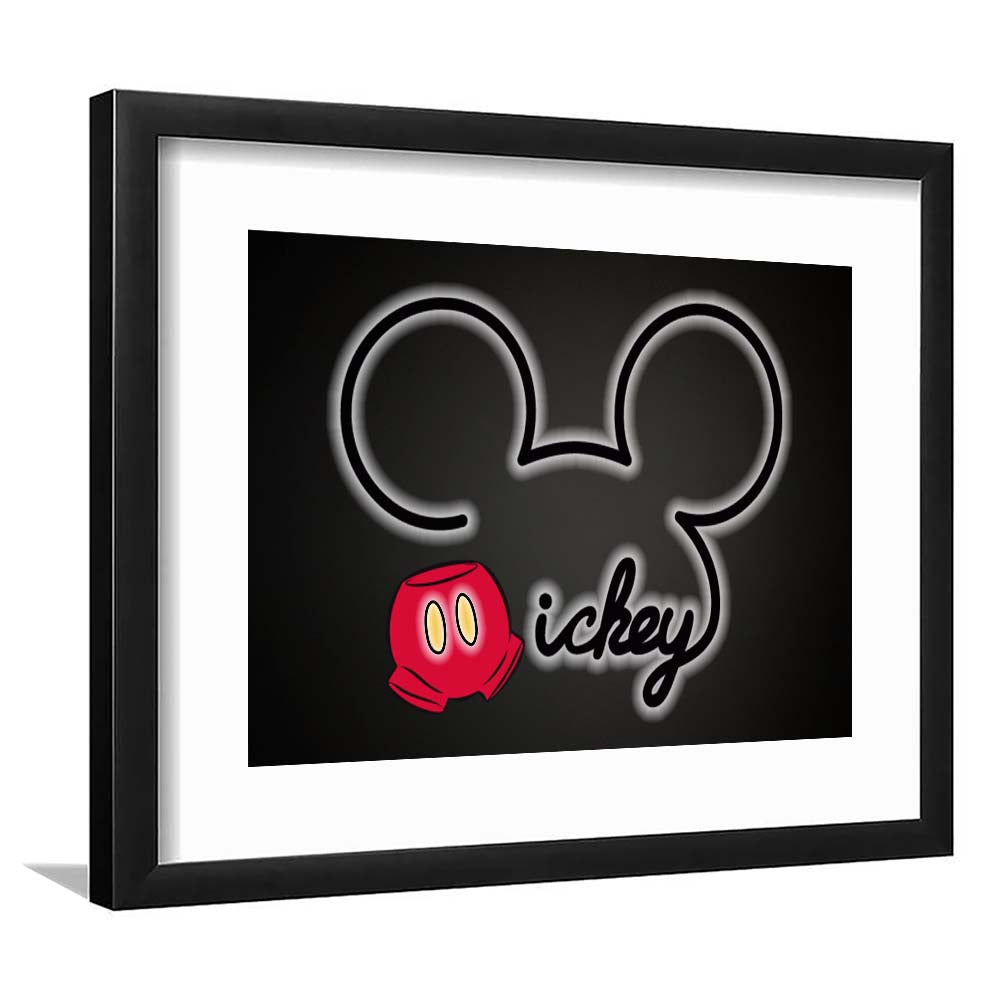 Cartoon Character Line Art Art Print, Framed Art Print Wall Decor, White Border, Framed Picture