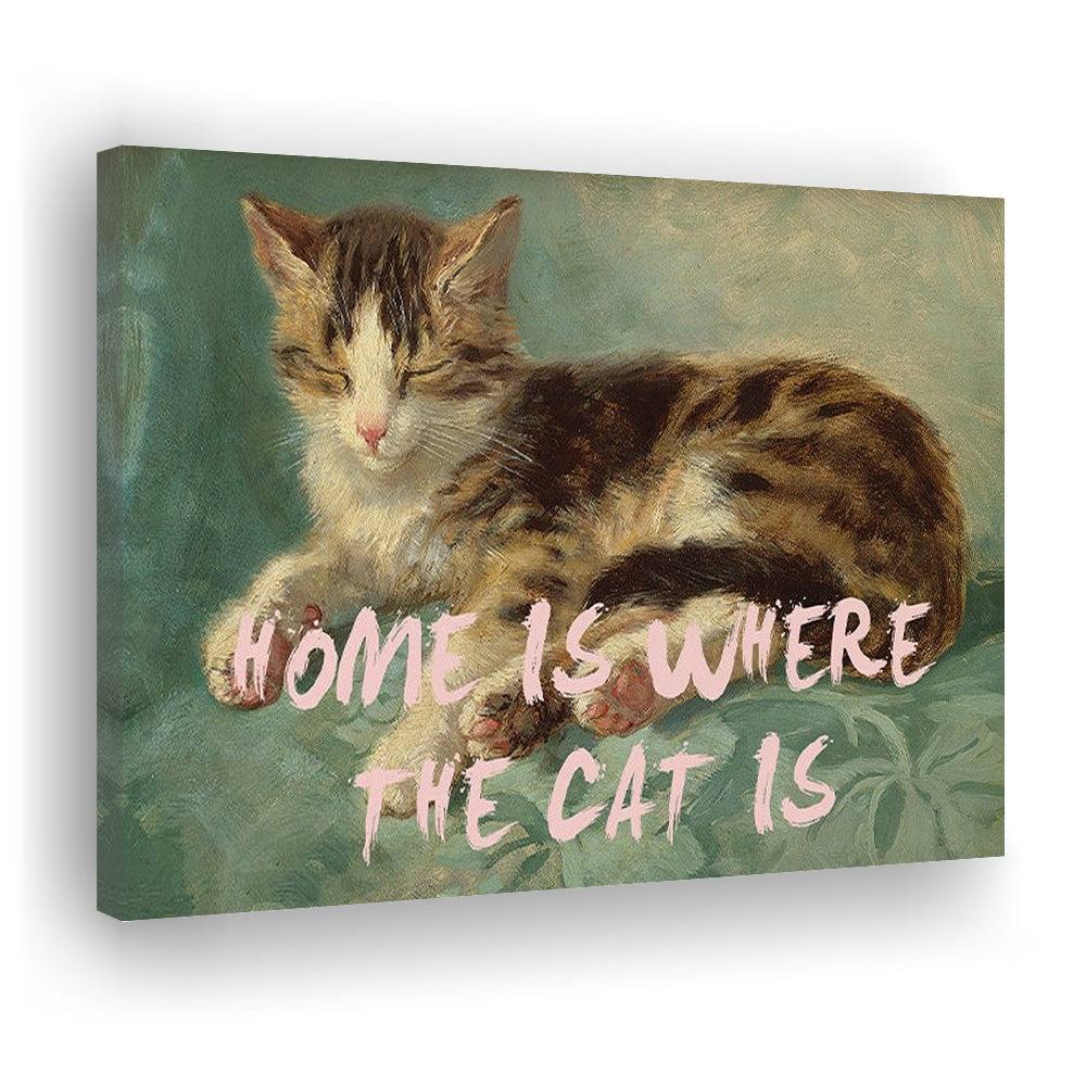 Cats Print Cat Lover Print Cat Lady Art Bedroom Print Pink Print Art, Canvas Print Wall Art Home Decor