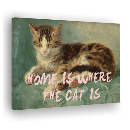 Cats Print Cat Lover Print Cat Lady Art Bedroom Print Pink Print Art, Canvas Print Wall Art Home Decor