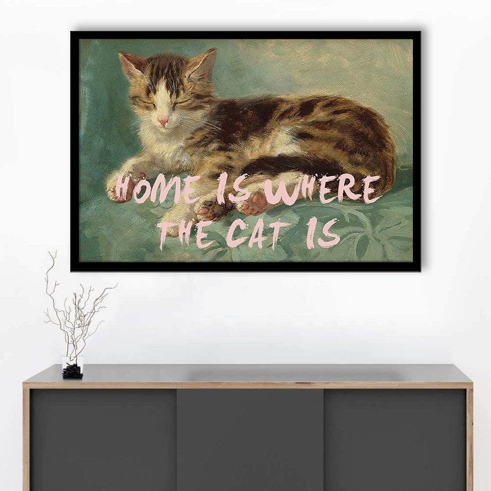 Cats Print Cat Lover Print Cat Lady Art Bedroom Print Pink Print Art, Framed Art Print Wall Decor, Framed Picture