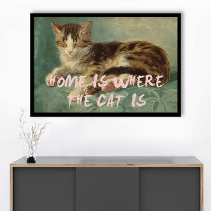 Cats Print Cat Lover Print Cat Lady Art Bedroom Print Pink Print Art, Framed Art Print Wall Decor, Framed Picture