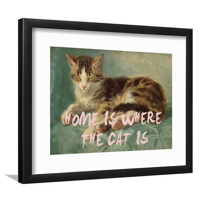Cats Print Cat Lover Print Cat Lady Art Bedroom Print Pink Print Art, Framed Art Print White Border Wall Decor