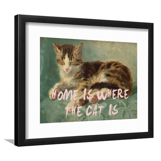 Cats Print Cat Lover Print Cat Lady Art Bedroom Print Pink Print Art, Framed Art Print White Border Wall Decor