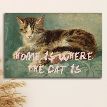 Cats Print Cat Lover Print Cat Lady Art Bedroom Print Pink Print Art, Canvas Print Wall Art Home Decor