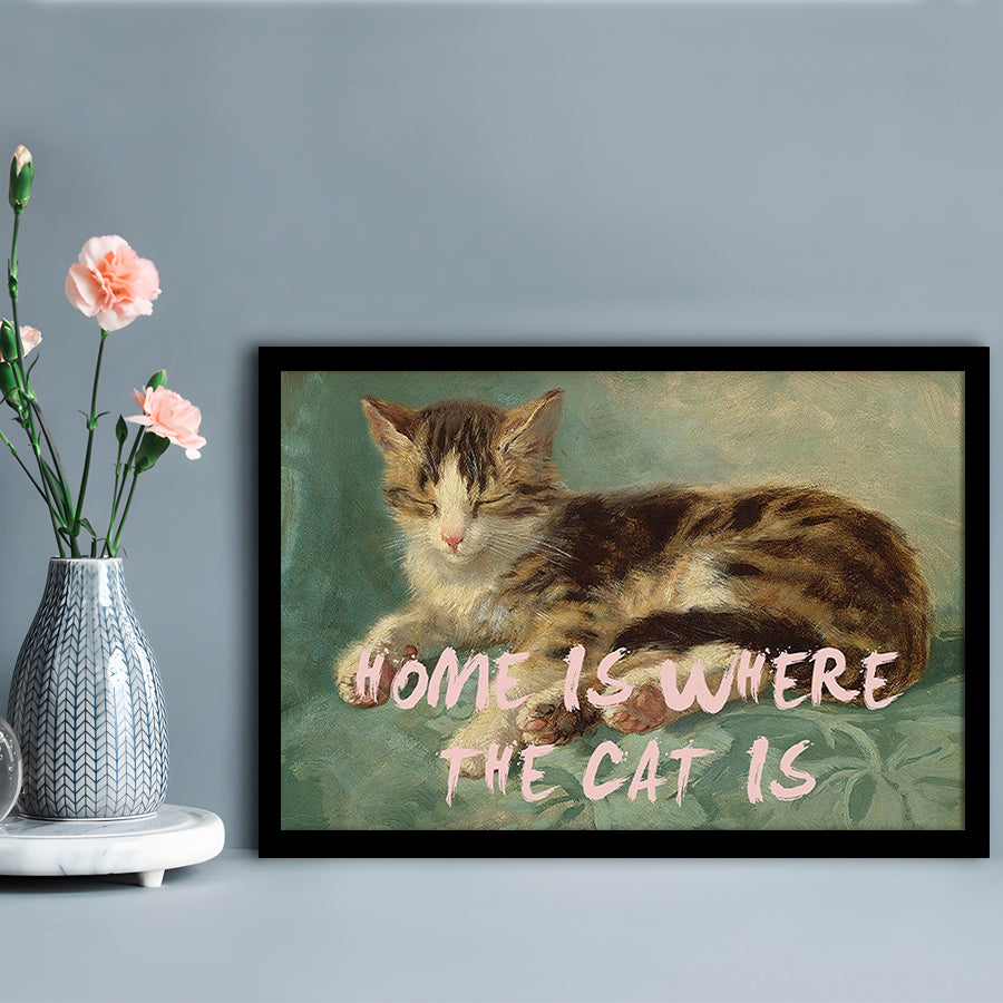 Cats Print Cat Lover Print Cat Lady Art Bedroom Print Pink Print Art, Framed Art Print Wall Decor, Framed Picture