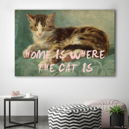 Cats Print Cat Lover Print Cat Lady Art Bedroom Print Pink Print Art, Canvas Print Wall Art Home Decor