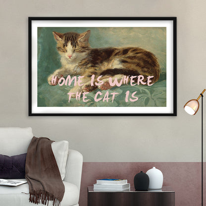 Cats Print Cat Lover Print Cat Lady Art Bedroom Print Pink Print Art, Framed Art Print White Border Wall Decor