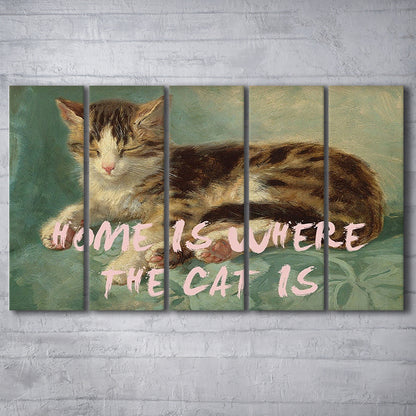 Cats Print Cat Lover Print Cat Lady Art Bedroom Print Pink Print Art, Multi Panels Canvas Print Wall Art