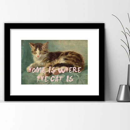 Cats Print Cat Lover Print Cat Lady Art Bedroom Print Pink Print Art, Framed Art Print White Border Wall Decor