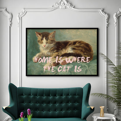 Cats Print Cat Lover Print Cat Lady Art Bedroom Print Pink Print Art, Framed Art Print Wall Decor, Framed Picture
