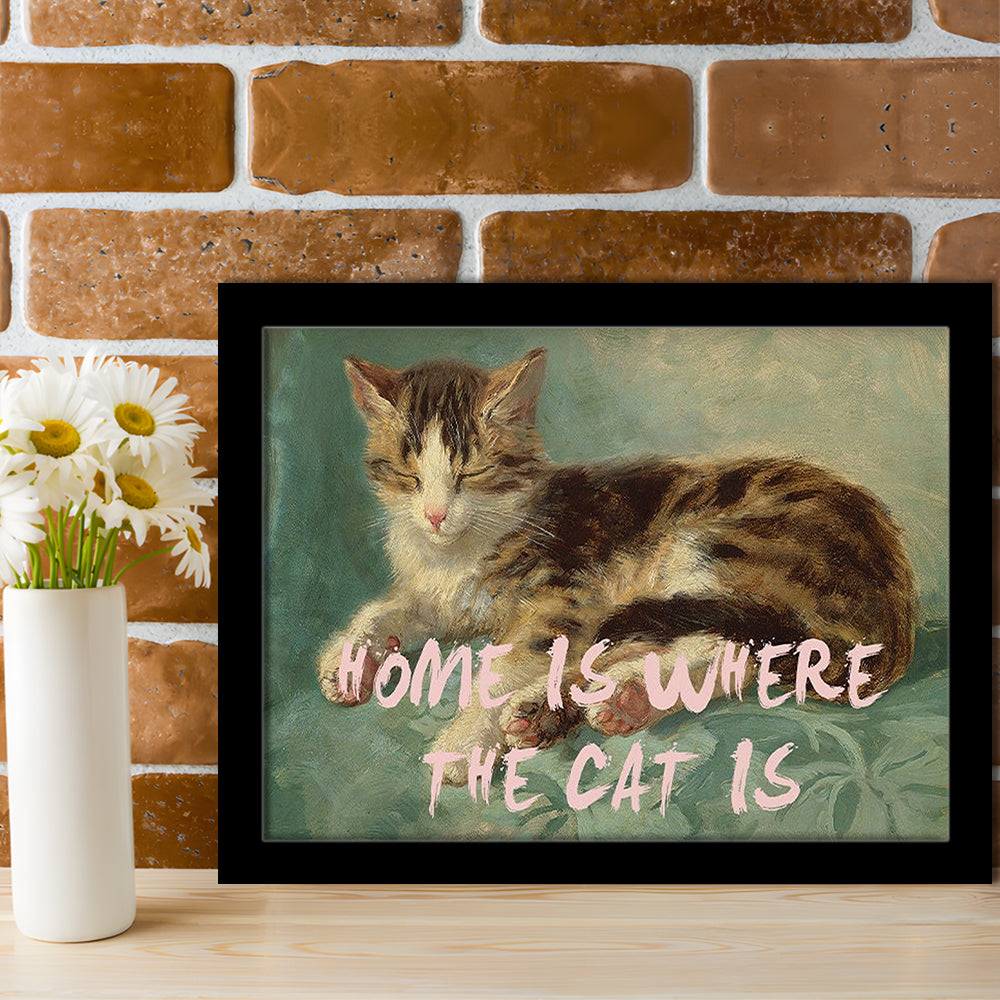 Cats Print Cat Lover Print Cat Lady Art Bedroom Print Pink Print Art, Framed Art Print Wall Decor, Framed Picture