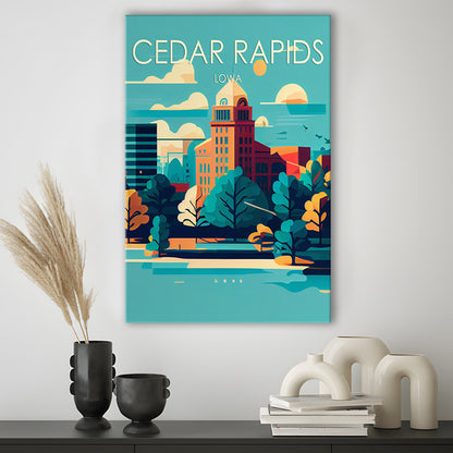 Cedar Rapids Iowa Retro Art Print, Cedar Rapids City Wall Art, Canvas Print, Painting Canvas, Living Room Decor