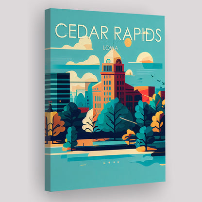 Cedar Rapids Iowa Retro Art Print, Cedar Rapids City Wall Art, Canvas Print, Painting Canvas, Living Room Decor