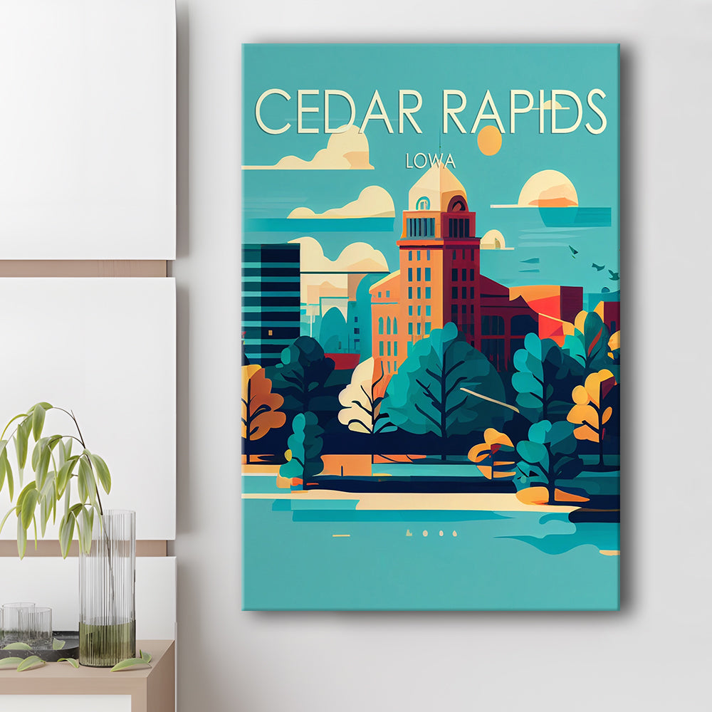 Cedar Rapids Iowa Retro Art Print, Cedar Rapids City Wall Art, Canvas Print, Painting Canvas, Living Room Decor