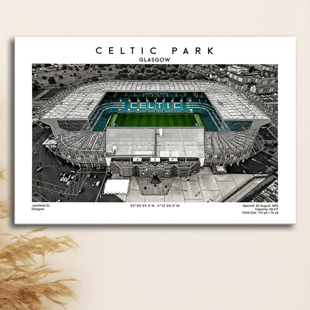 Celtic Park Stadium, Iconic Home Of Celtic, Football Stadium Wall Art Print, Canvas Print Wall Art, Man Cave Gift