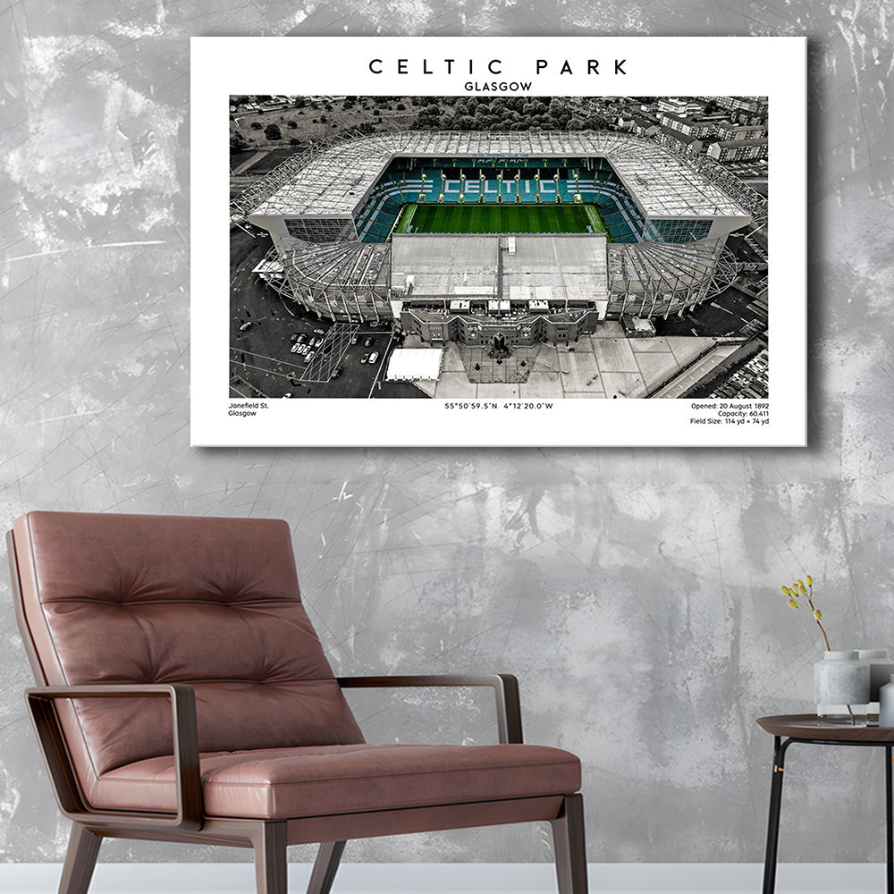 Celtic Park Stadium, Iconic Home Of Celtic, Football Stadium Wall Art Print, Canvas Print Wall Art, Man Cave Gift