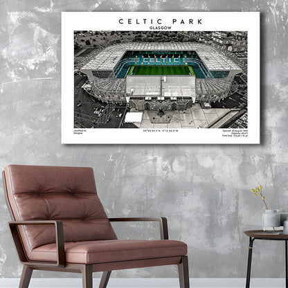 Celtic Park Stadium, Iconic Home Of Celtic, Football Stadium Wall Art Print, Canvas Print Wall Art, Man Cave Gift