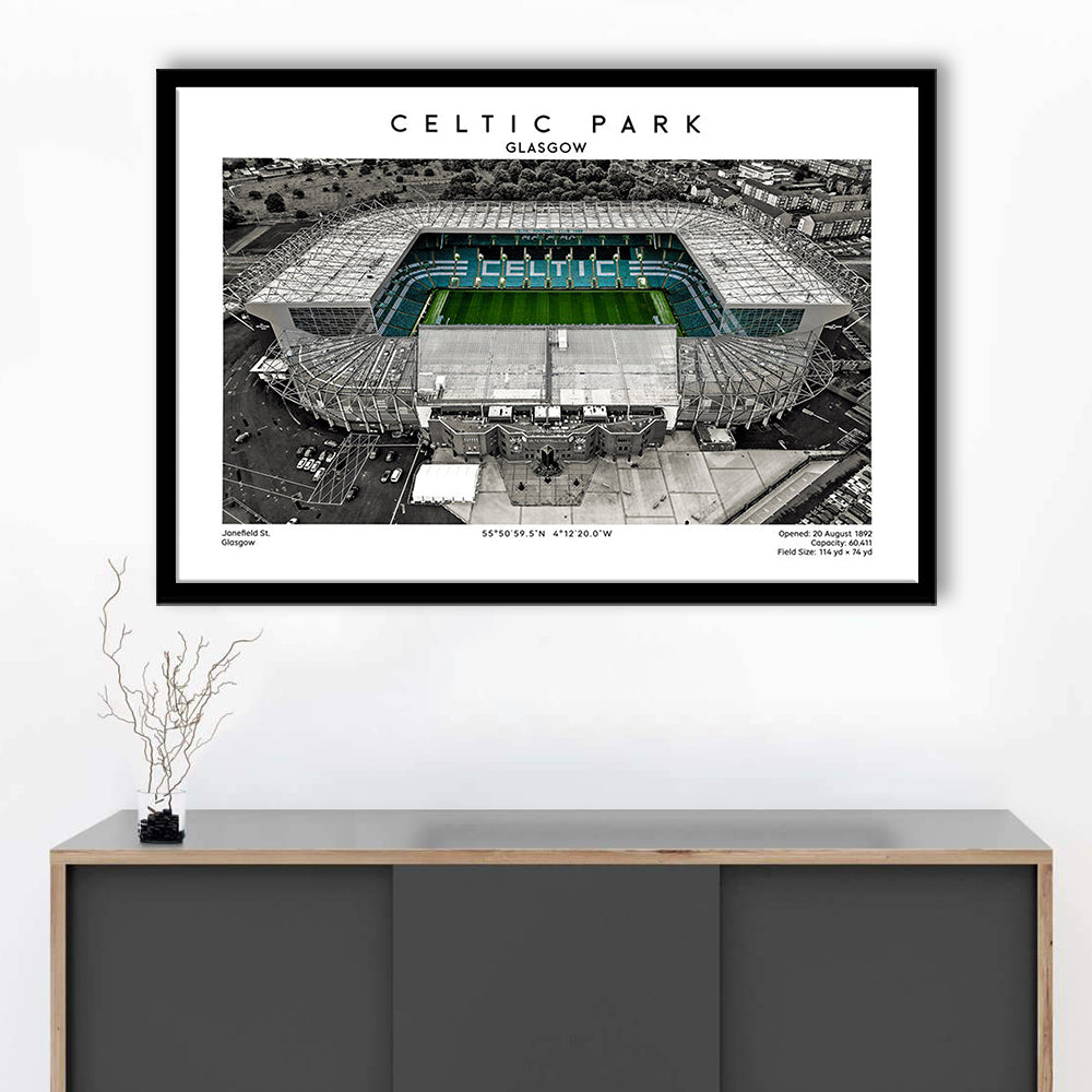 Celtic Park Stadium, Iconic Home Of Celtic, Football Stadium Wall Art Print, Framed Art Print Wall Decor
