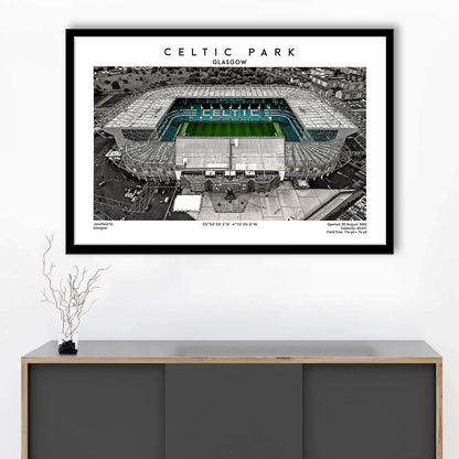 Celtic Park Stadium, Iconic Home Of Celtic, Football Stadium Wall Art Print, Framed Art Print Wall Decor