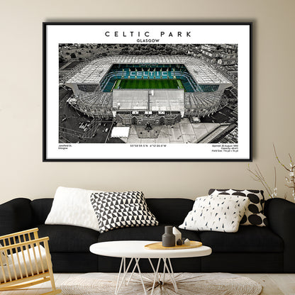 Celtic Park Stadium, Iconic Home Of Celtic, Football Stadium Wall Art Print, Framed Canvas Print Wall Art