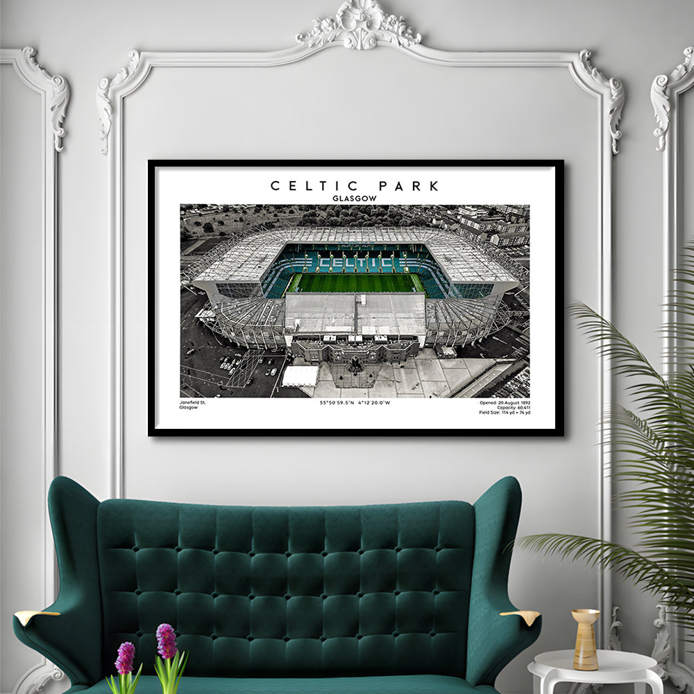 Celtic Park Stadium, Iconic Home Of Celtic, Football Stadium Wall Art Print, Framed Art Print Wall Decor