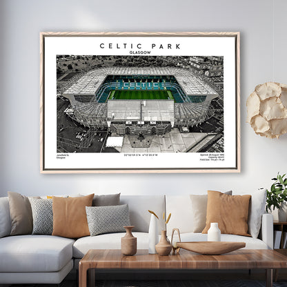 Celtic Park Stadium, Iconic Home Of Celtic, Football Stadium Wall Art Print, Framed Canvas Print Wall Art