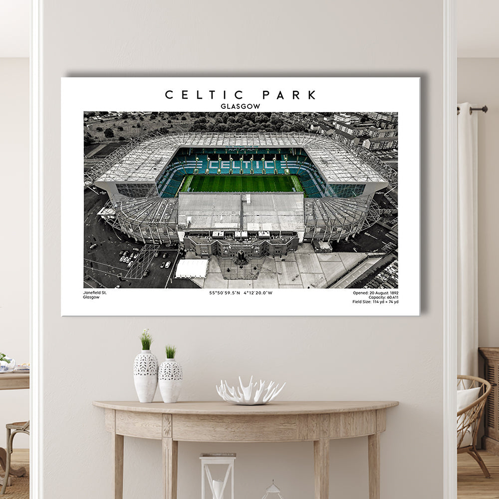 Celtic Park Stadium, Iconic Home Of Celtic, Football Stadium Wall Art Print, Canvas Print Wall Art, Man Cave Gift