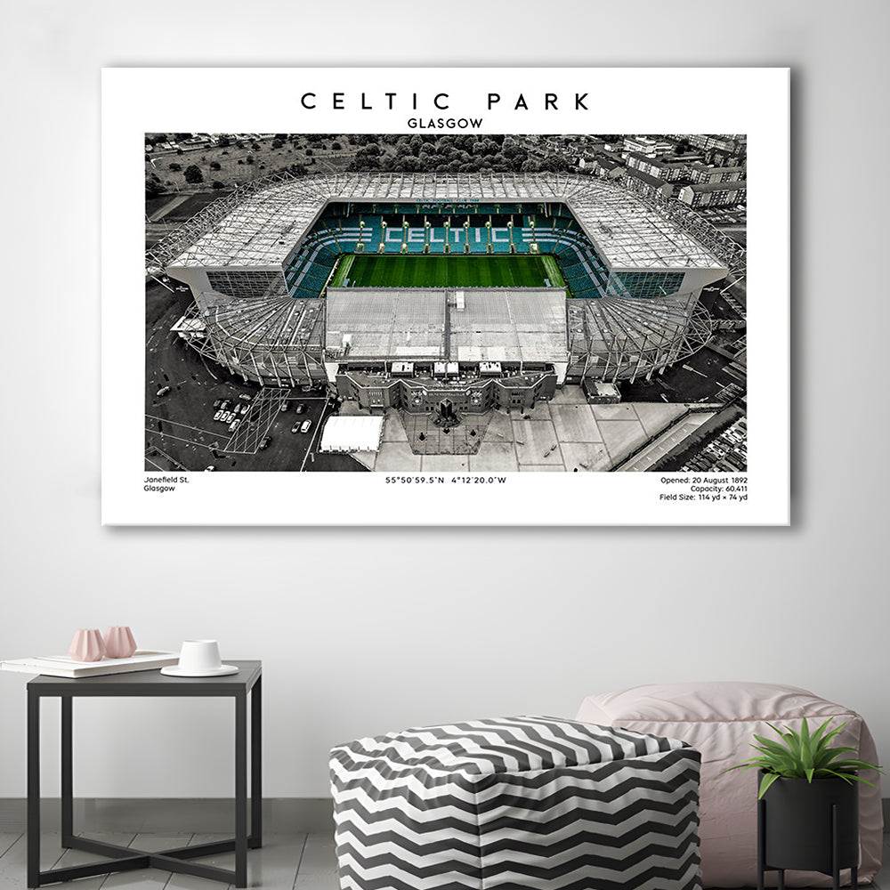Celtic Park Stadium, Iconic Home Of Celtic, Football Stadium Wall Art Print, Canvas Print Wall Art, Man Cave Gift