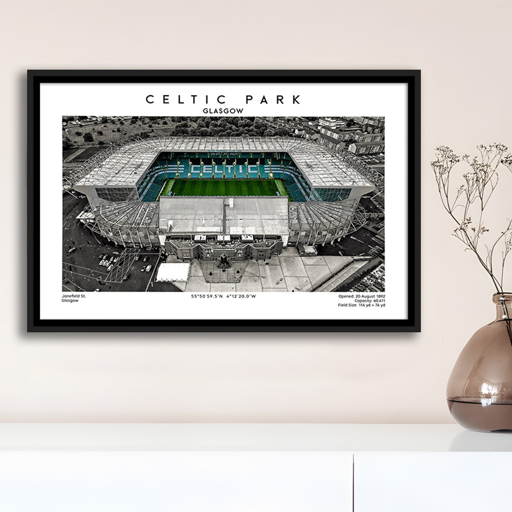 Celtic Park Stadium, Iconic Home Of Celtic, Football Stadium Wall Art Print, Framed Canvas Print Wall Art