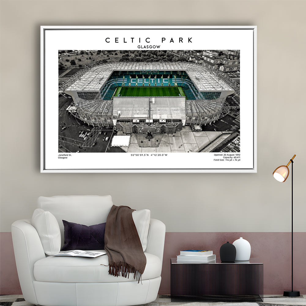 Celtic Park Stadium, Iconic Home Of Celtic, Football Stadium Wall Art Print, Framed Canvas Print Wall Art
