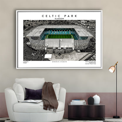 Celtic Park Stadium, Iconic Home Of Celtic, Football Stadium Wall Art Print, Framed Canvas Print Wall Art