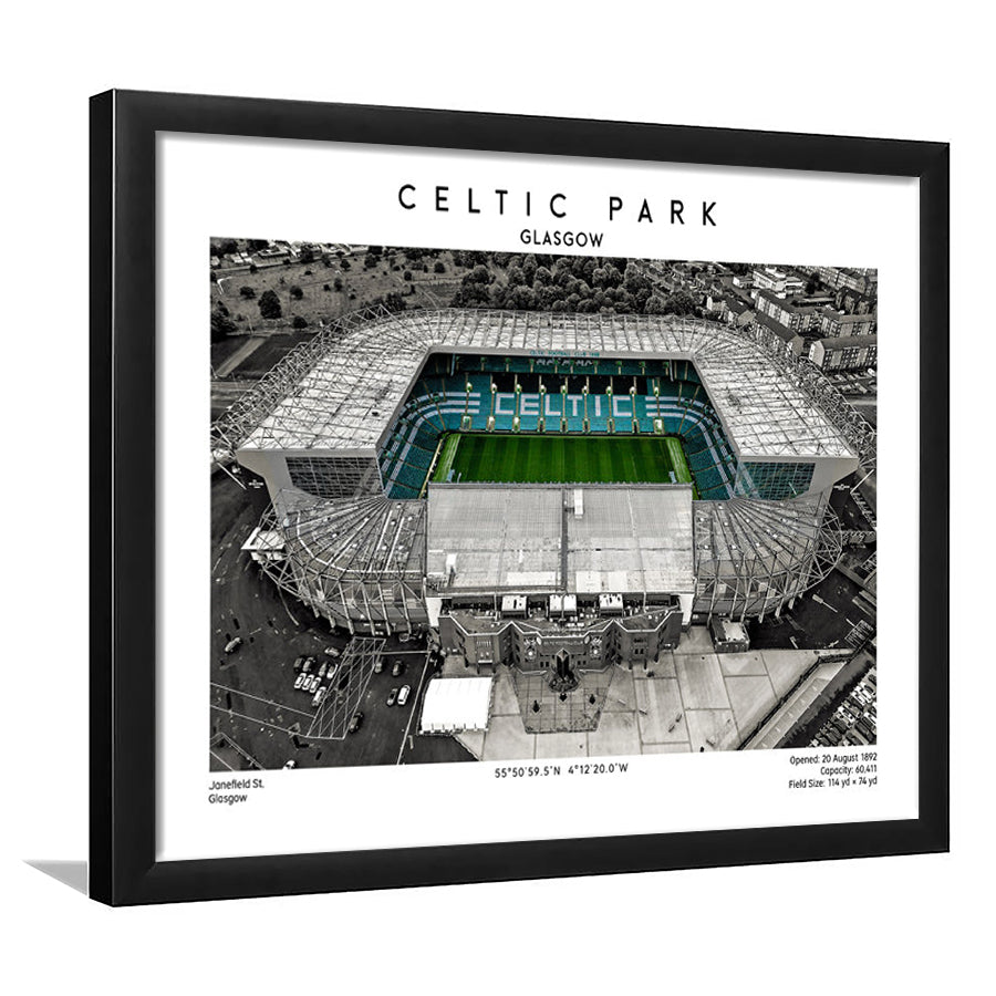 Celtic Park Stadium, Iconic Home Of Celtic, Football Stadium Wall Art Print, Framed Art Print Wall Decor